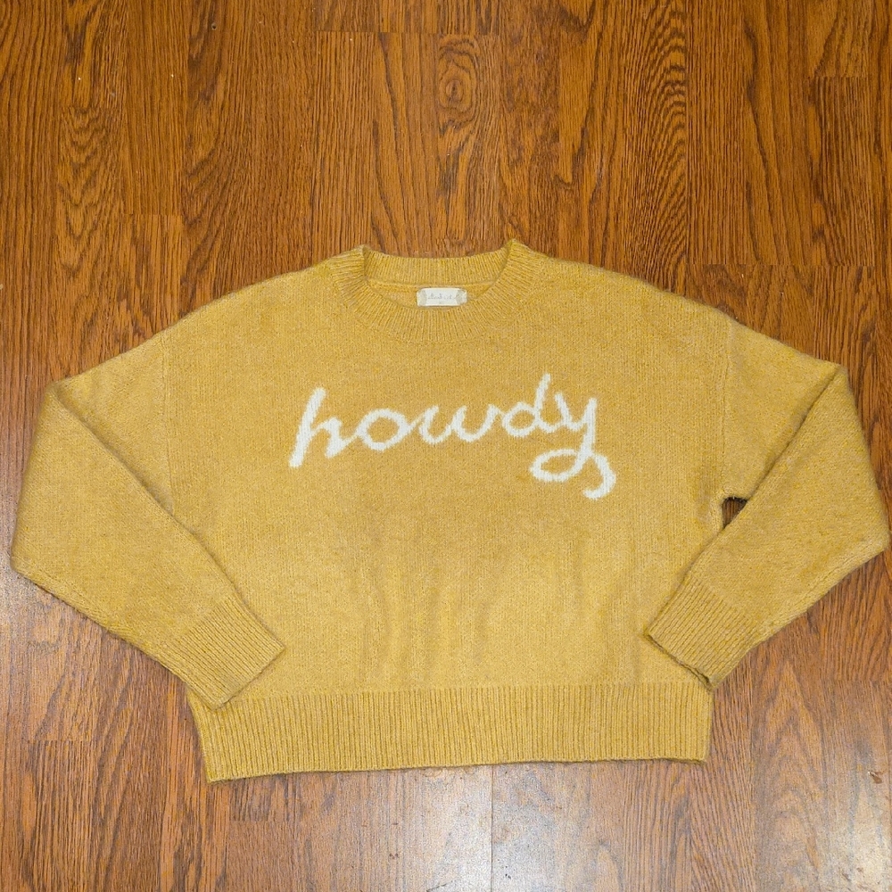 Altar'd State Mustard 'Howdy' Sweater